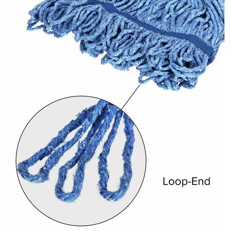 Alpine Industries 1in Head and Tail Bands Blue Loop End 32oz Cotton Mop Head, Blue, 2PK ALP302-03-1B-2PK